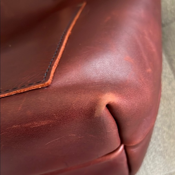 Portland Leather Classic Leather Large Tote Bag Cognac with Tandles - Picture 6 of 13